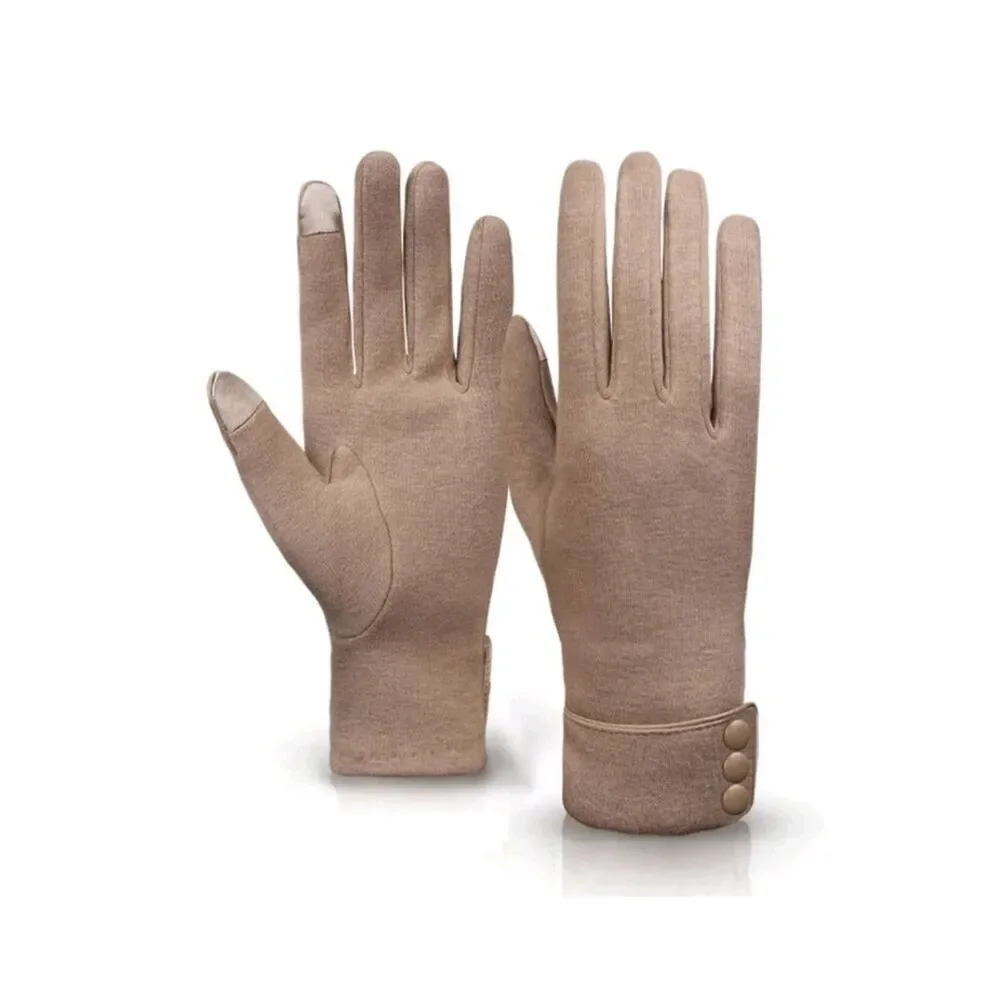 Ladies Taupe Touch Screen Fashionable Winter Gloves